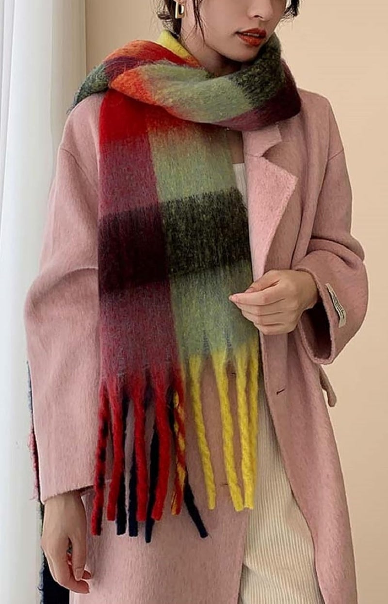 Wander Agio Winter Women Warm Scarf Long Shawl Large Scarves Cold Weather Thick Blanket Scarfs Colorful Plaid - Image 2